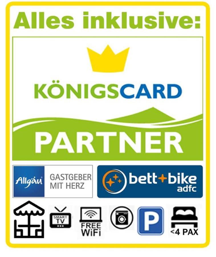 Alpina Sonnen-Appartements Fuessen Incl Xl-Sonnen-Terrasse & Koenigscard Fussen Exterior foto